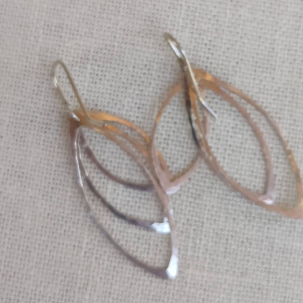 Hammered Sterling Silver Layered Earrings - Picture 3 of 4